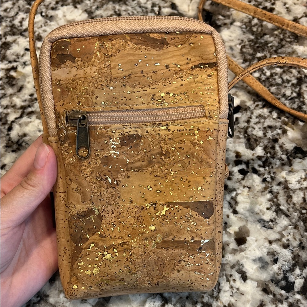 Cork Crossbody Bag with Gold Accents